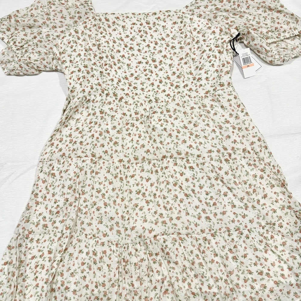 NWT 1STATE Soft Floral Dress Size 2x Off white\cream Plus Size Old Money Summer - Picture 5 of 8